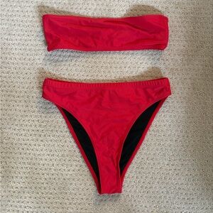 Red Bandeau Bikini Set